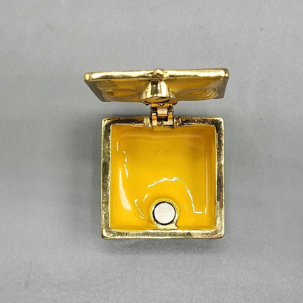 Work of Art Mini Trinket Box Enameled Hinged Magnetic Shelf Decor Multicolor
